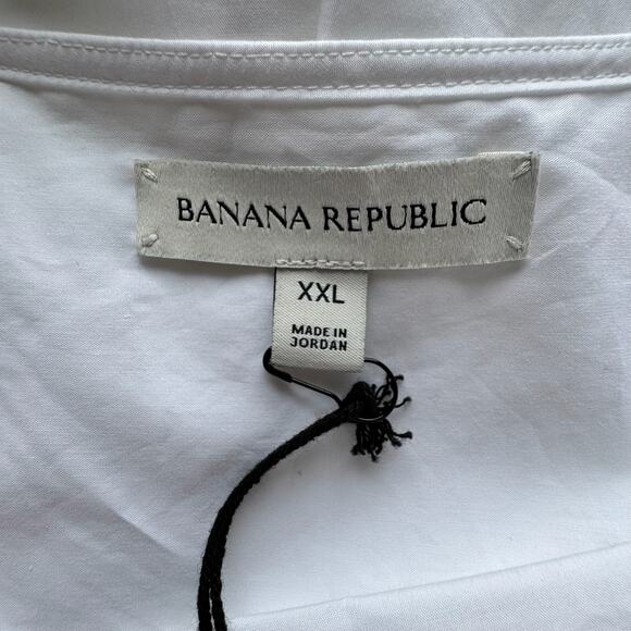 NWT BANANA REPUBLIC Reversible Cotton Poplin Cowl-neck Tie-waist Top White - Picture 9 of 10